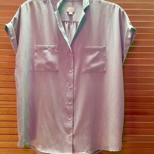 A New Day Light Blue Button-Down Short Sleeve Shirt Size L